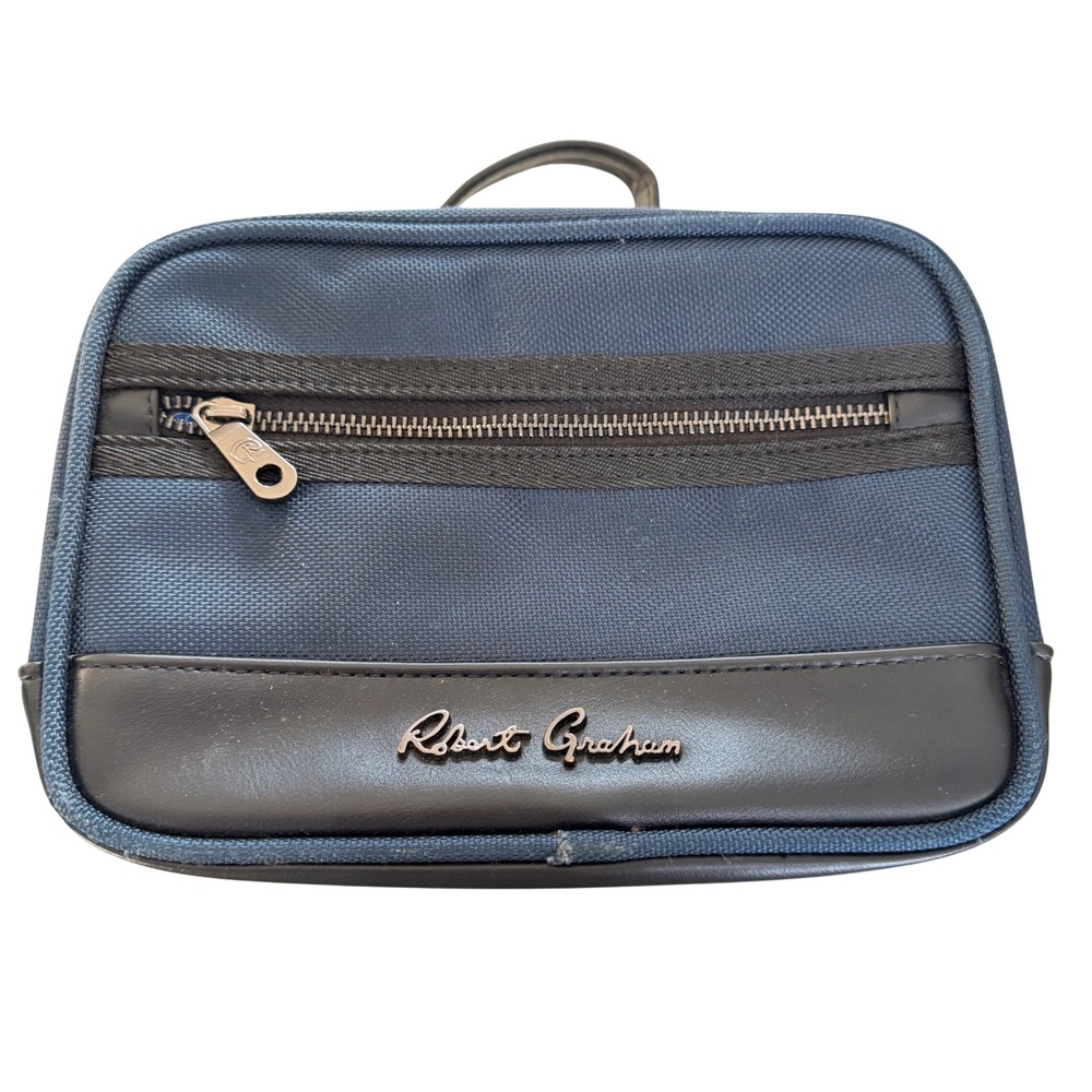 Robert Graham Toiletry Bag Mens Travel Dopp Kit Paisley Lining Navy Black